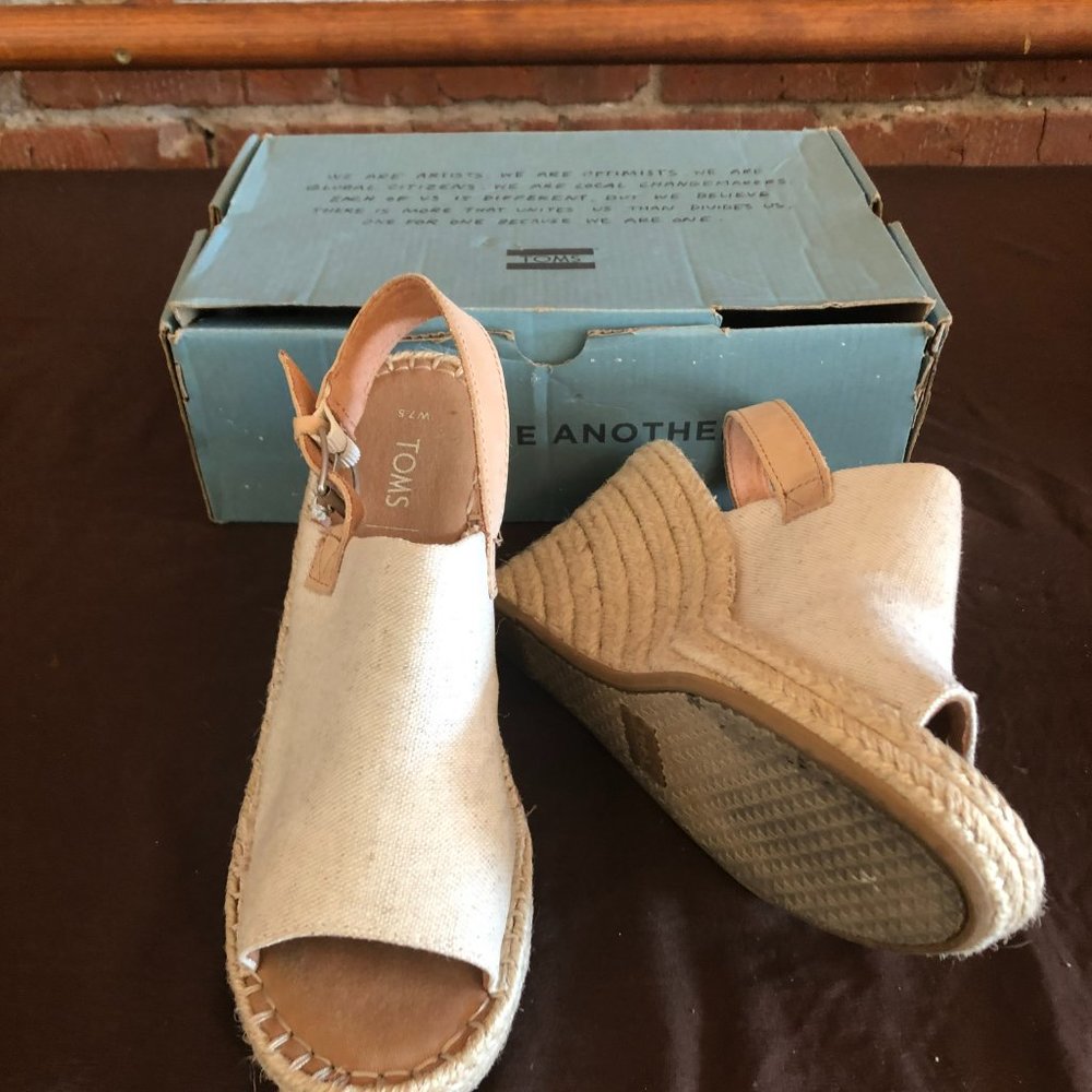 TOMS 'Monica' Cream Platform Wedge Sandal Ladies Shoe